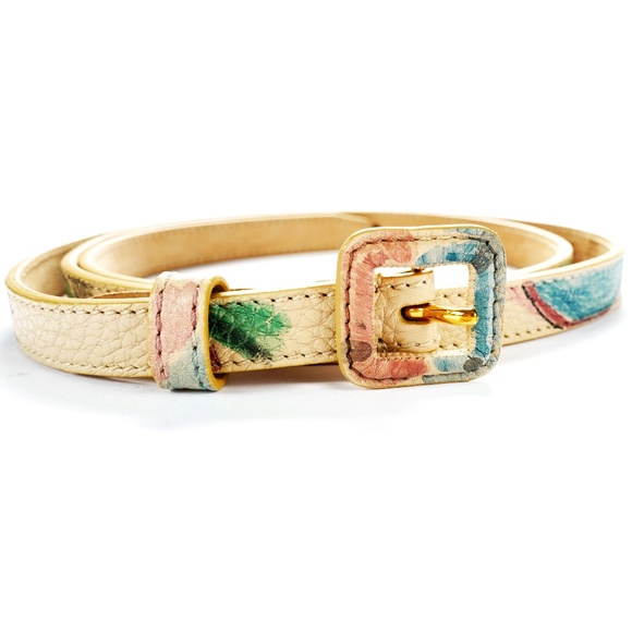 Burberry Accessories - Burberry Hand-Painted Belt Grainy Leather Belt